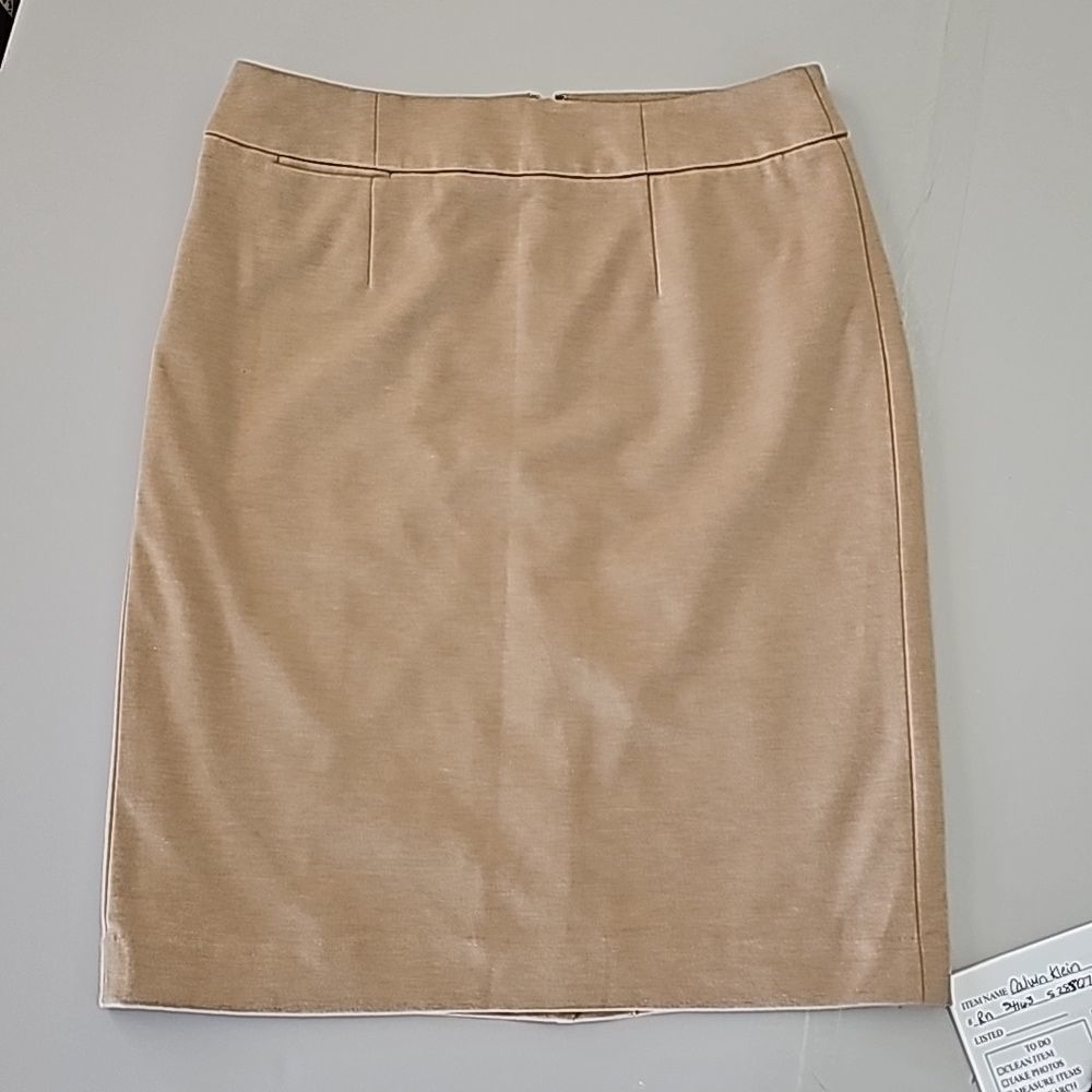 Calvin Klein Skirt Pencil Beige Short Skirt Twill Size 8
